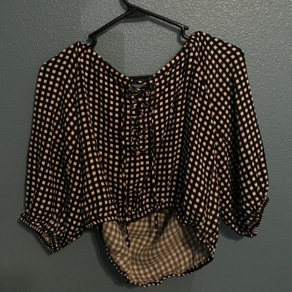 Forever 21 Crossed-Up Cropped Flannel Blouse